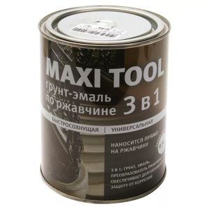 Грунт-эмаль по ржавчине 3 в 1б\сох.,п\глянц.серая 1,9 кг MAXI TOOL